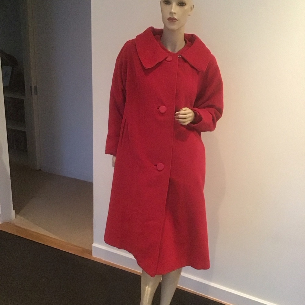 VTG Bernhard Altmann Adorme Raspberry Pink Fur Wool Blend‎ Coat M Maisel 60s